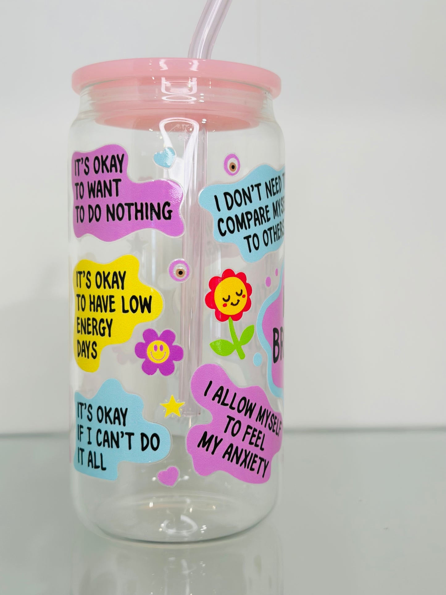 My Mental Breakdown glass cup 16oz, Coffee lovers, Mindfulness cup, perfect gift