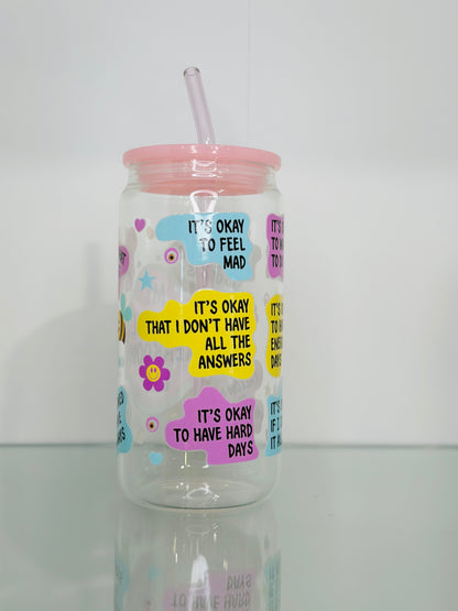 My Mental Breakdown glass cup 16oz, Coffee lovers, Mindfulness cup, perfect gift