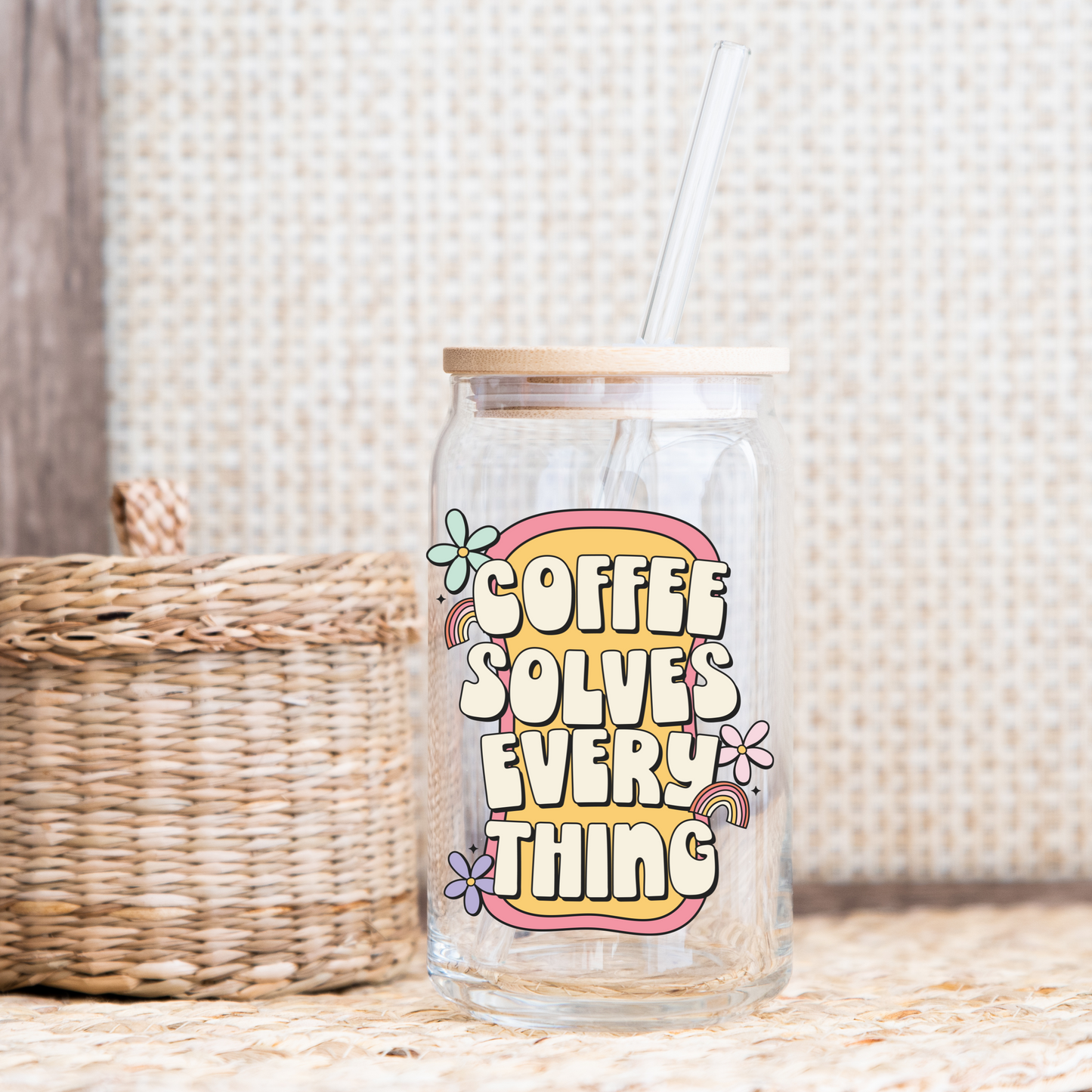 Coffee Solves Everything glass cup, Coffee Lovers, Perfect gift, Coffee Addicted, Cafeine Lovers, Tea lovers, Gift for her,