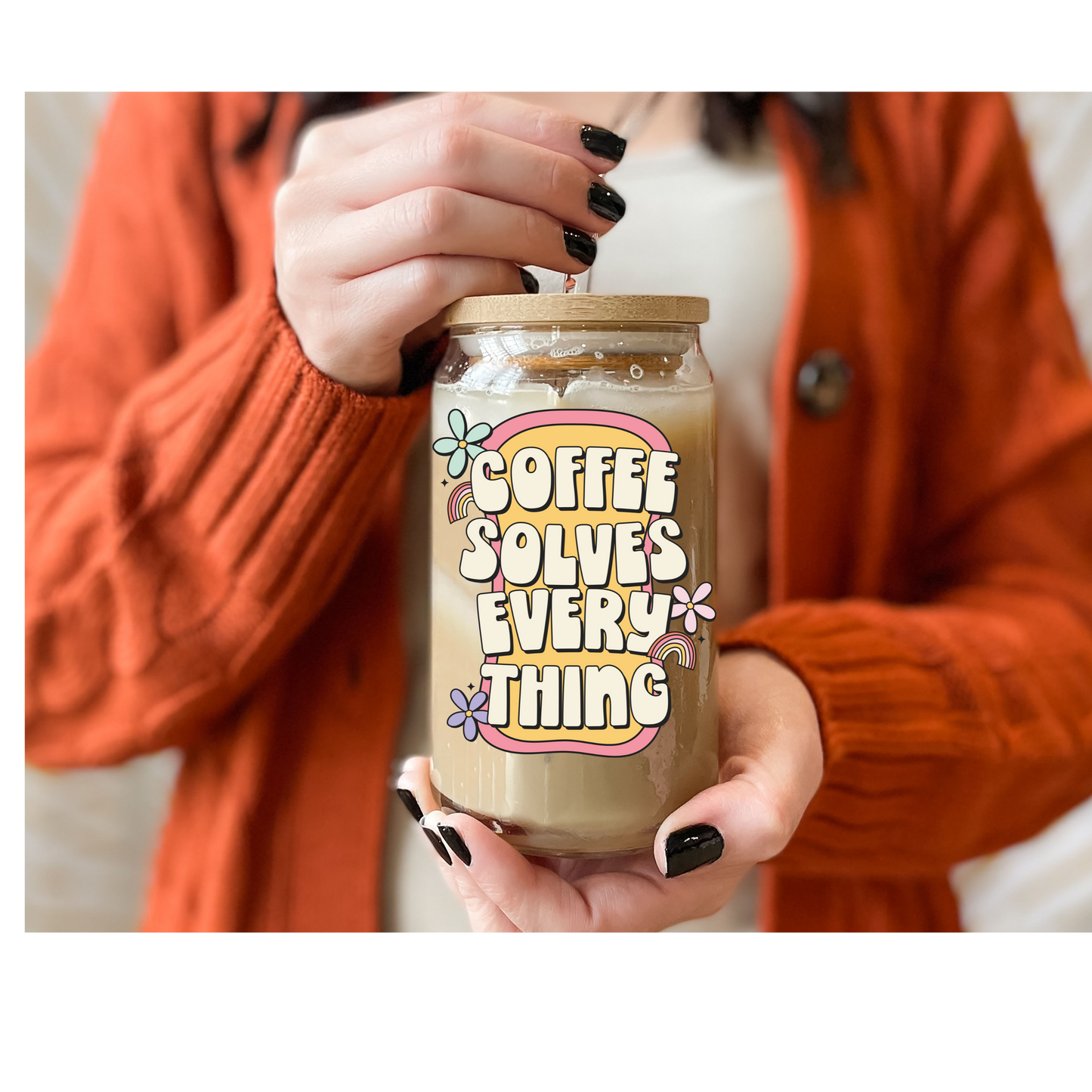 Coffee Solves Everything glass cup, Coffee Lovers, Perfect gift, Coffee Addicted, Cafeine Lovers, Tea lovers, Gift for her,